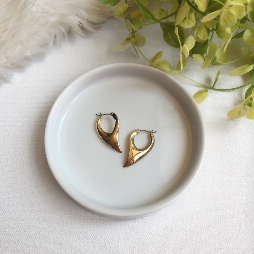 Gold Shark Tooth Shaped Fashion Drop Earrings